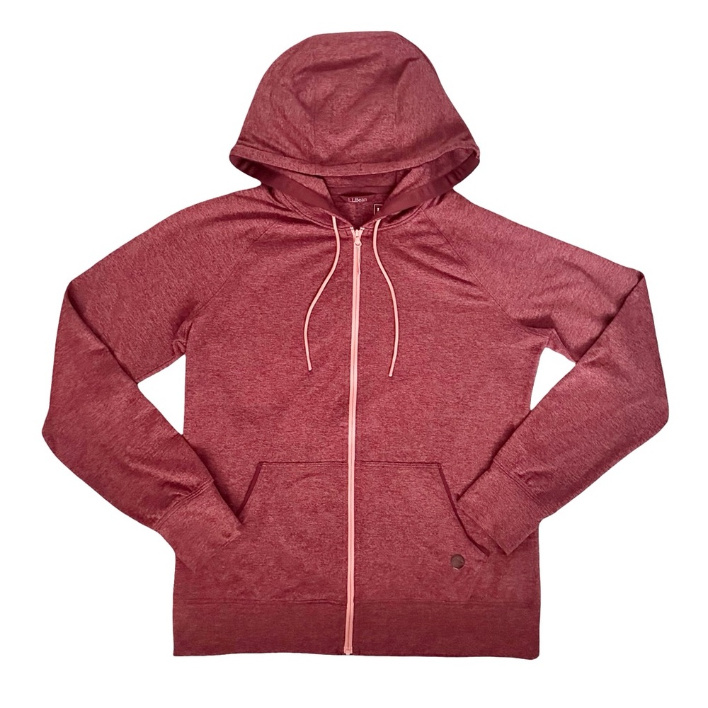 L.L.Bean Women’s Stretch Full-Zip Hoodie Size Small Red Heathered active walking